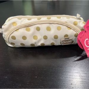 Caboodles cosmetic bag pencil case double zip makeup bag new gold